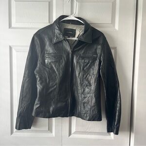 Vintage Guess Leather Jacket Women's Large Black Full Zip Y2K super soft leather